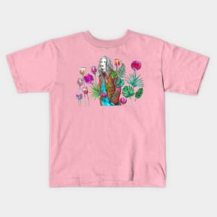 Fashion Illustration - Woman and Tulips. Kids T-Shirt